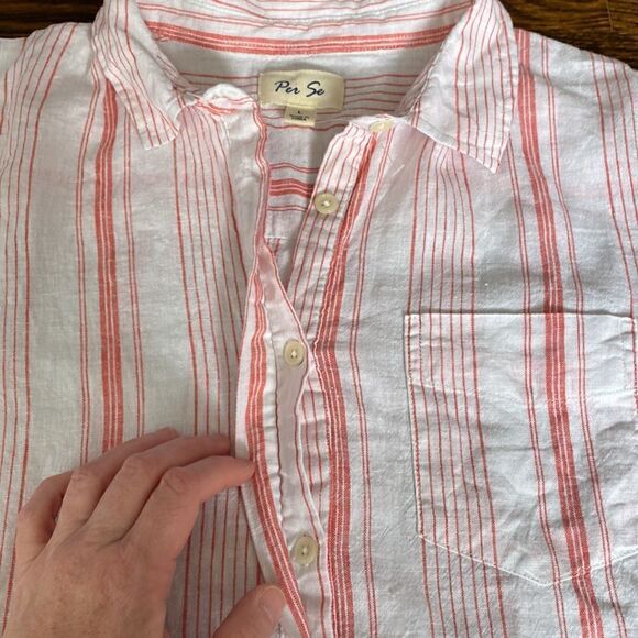 NWOT - Per Se Linen Blend Striped Pullover Shirt - Size Large - Picture 4 of 10
